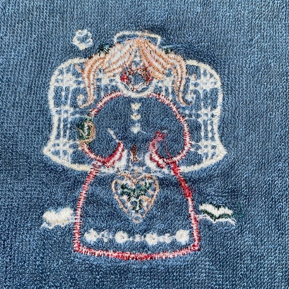 CHRISTMAS ANGEL metallic embroidered hand towel finger tip towel fringe edge - Picture 3 of 6